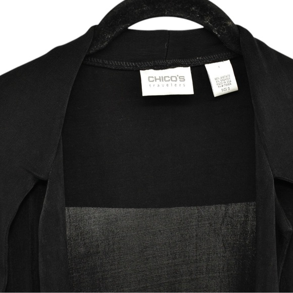 Chico’s Travelers Black Fringe Hem Long Length Cardigan Size S/4 - Picture 7 of 10